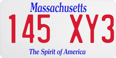 MA license plate 145XY3