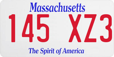 MA license plate 145XZ3
