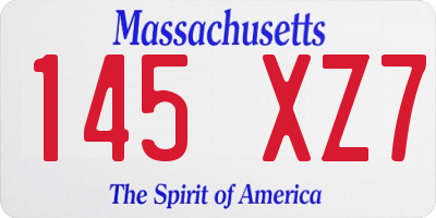 MA license plate 145XZ7
