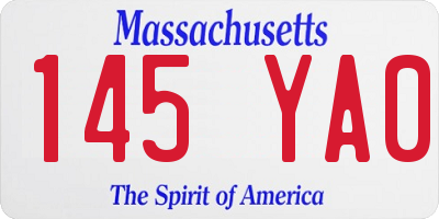 MA license plate 145YA0