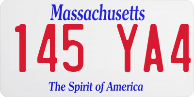 MA license plate 145YA4