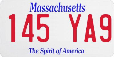MA license plate 145YA9