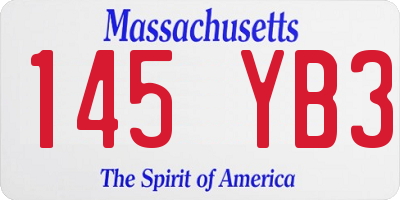 MA license plate 145YB3