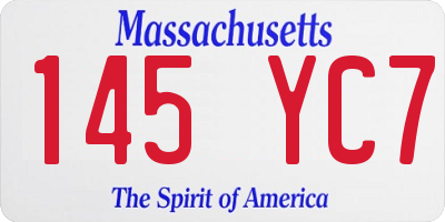 MA license plate 145YC7