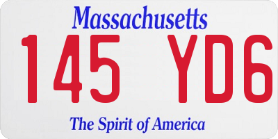 MA license plate 145YD6