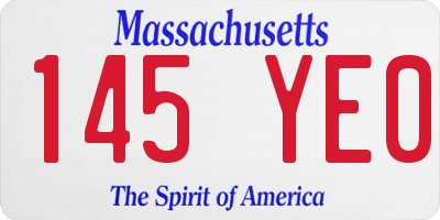 MA license plate 145YE0