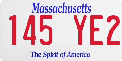 MA license plate 145YE2