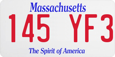 MA license plate 145YF3