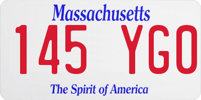 MA license plate 145YG0