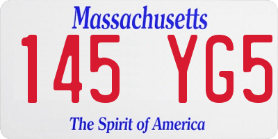 MA license plate 145YG5