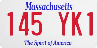 MA license plate 145YK1