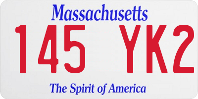 MA license plate 145YK2