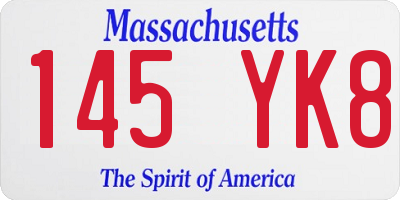 MA license plate 145YK8