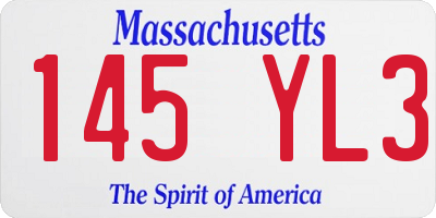 MA license plate 145YL3