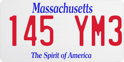 MA license plate 145YM3