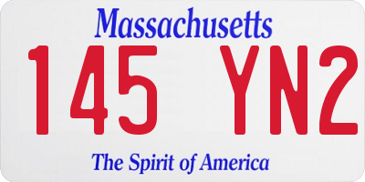 MA license plate 145YN2