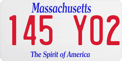 MA license plate 145YO2