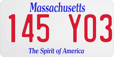 MA license plate 145YO3