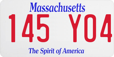 MA license plate 145YO4