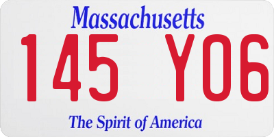 MA license plate 145YO6