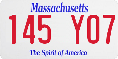 MA license plate 145YO7