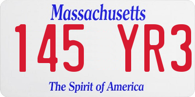 MA license plate 145YR3