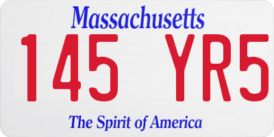 MA license plate 145YR5