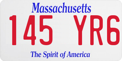 MA license plate 145YR6