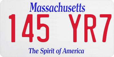 MA license plate 145YR7