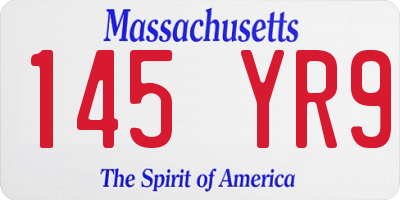 MA license plate 145YR9