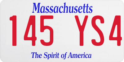 MA license plate 145YS4