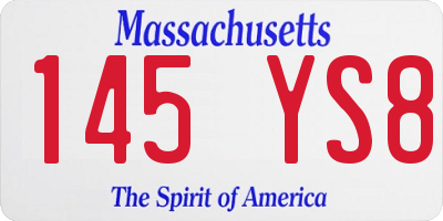 MA license plate 145YS8