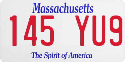 MA license plate 145YU9