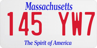 MA license plate 145YW7