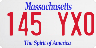 MA license plate 145YX0