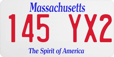 MA license plate 145YX2