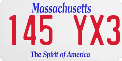 MA license plate 145YX3