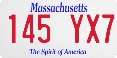 MA license plate 145YX7