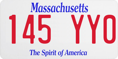 MA license plate 145YY0