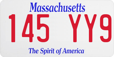 MA license plate 145YY9