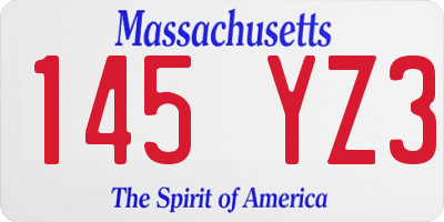 MA license plate 145YZ3