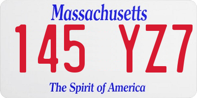 MA license plate 145YZ7