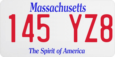 MA license plate 145YZ8