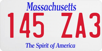 MA license plate 145ZA3