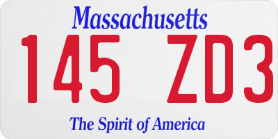 MA license plate 145ZD3