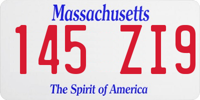 MA license plate 145ZI9
