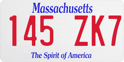 MA license plate 145ZK7