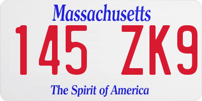 MA license plate 145ZK9
