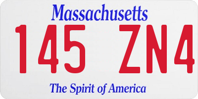 MA license plate 145ZN4
