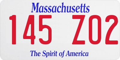 MA license plate 145ZO2